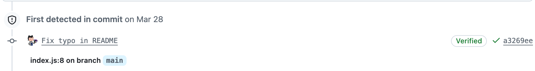 Screenshot of the timeline for a code scanning alert.