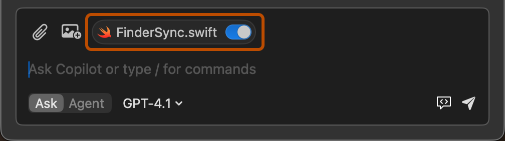 Screenshot of a file selected in the Chat window. The file is highlighted with a dark orange outline.